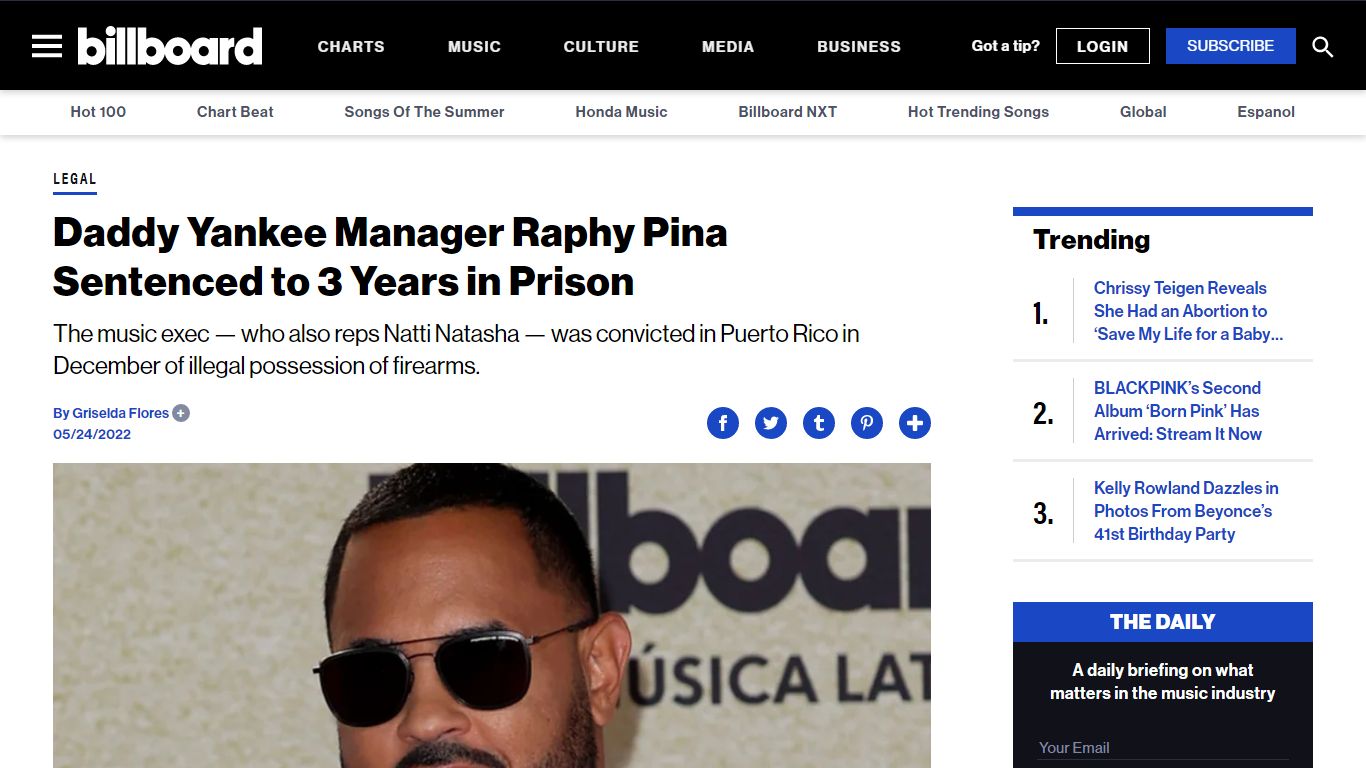 Daddy Yankee Manager Raphy Pina Sentenced to 3 Years in Prison - Billboard